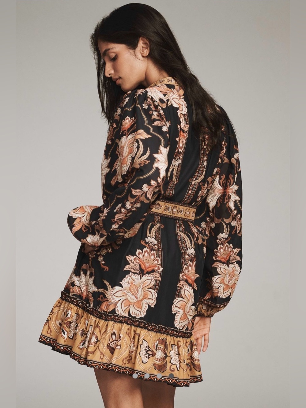 FARM Rio Majestic Garden Black Floral Belted Cotton Mini Dress, NWT π§π· - Picture 4 of 15